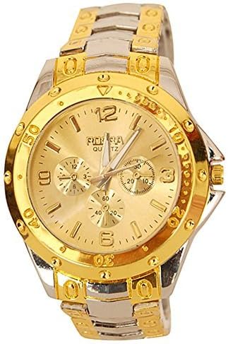 Elios Analogue Gold Dial Watch For Men Elios-Gold-Silver-05