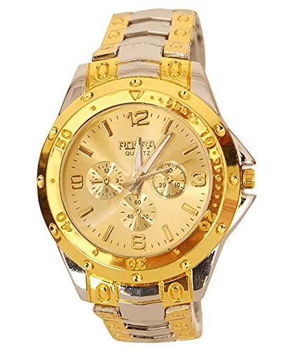 Elios Analogue Gold Dial Watch For Men Elios-Gold-Silver-05