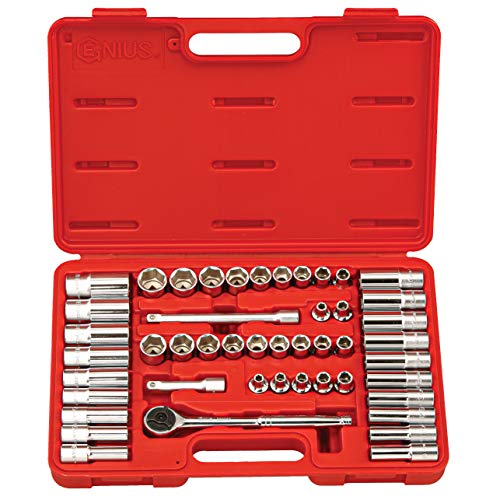 Genius Tools 47PC 3/8 Dr. Metric & SAE Deep Hand Socket Set - GS-347MS