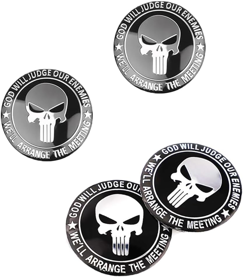 4 Pieces Skull Hubcap Sticker for Mercedes Benz CL 500 550 600 63,Badge Emblem Decal Car Hub Centre Caps Sticker Badge Wheel Trim