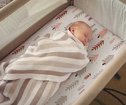 BROLEX 2 Pack Mini Crib Sheets, Stretchy Portable Fitted Playard Sheet Set, Convertible Playard Mattress Cover, Ultra Soft Breathable Material, Jungle Animals