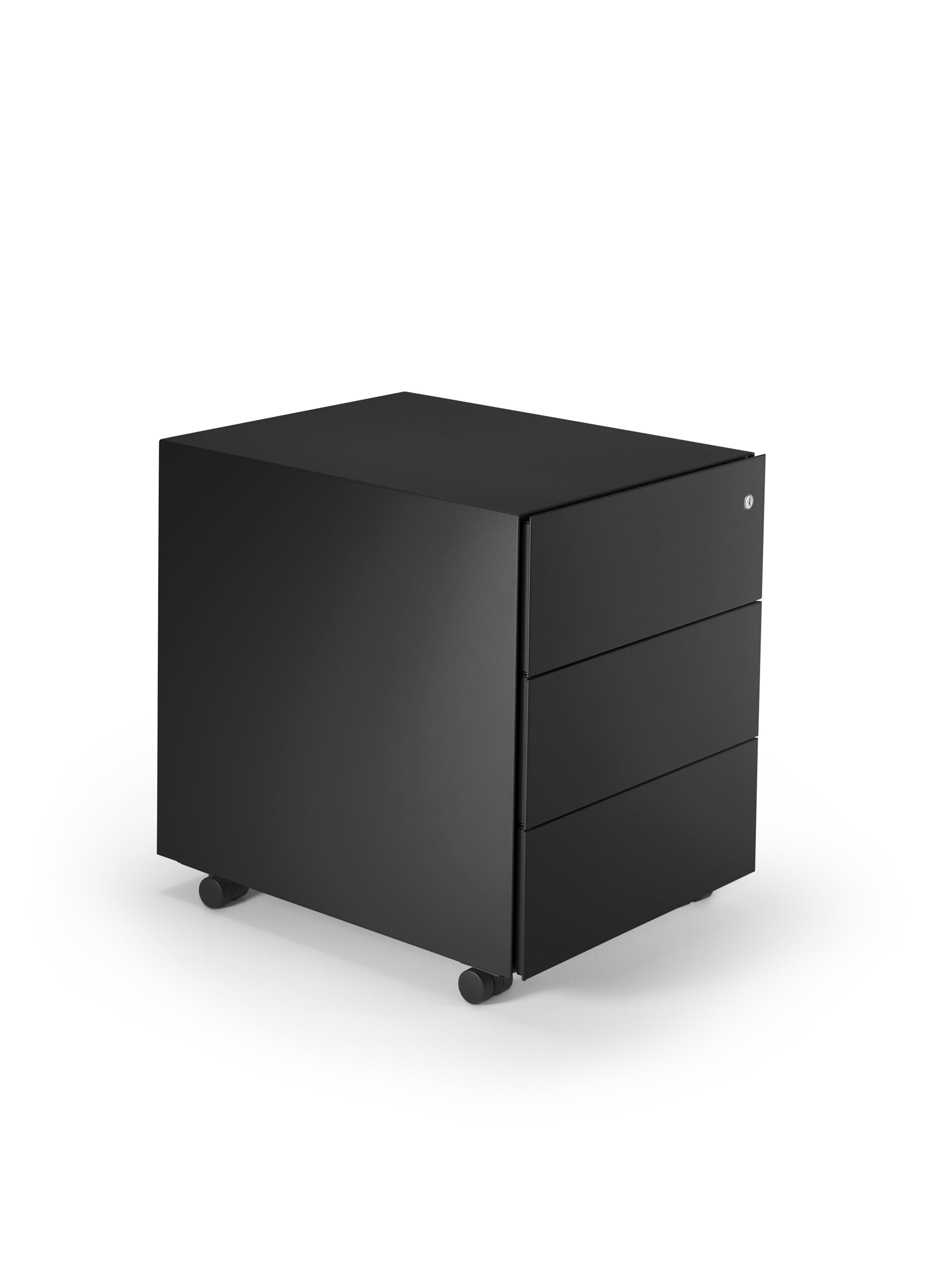 D-Segno Cassettiera da Scrivania in Metallo con Ruote - Cassettiera Ufficio Design Minimal con chiave, Dimensioni cm. 54× 42× 53,5, Made in Italy (Nero)