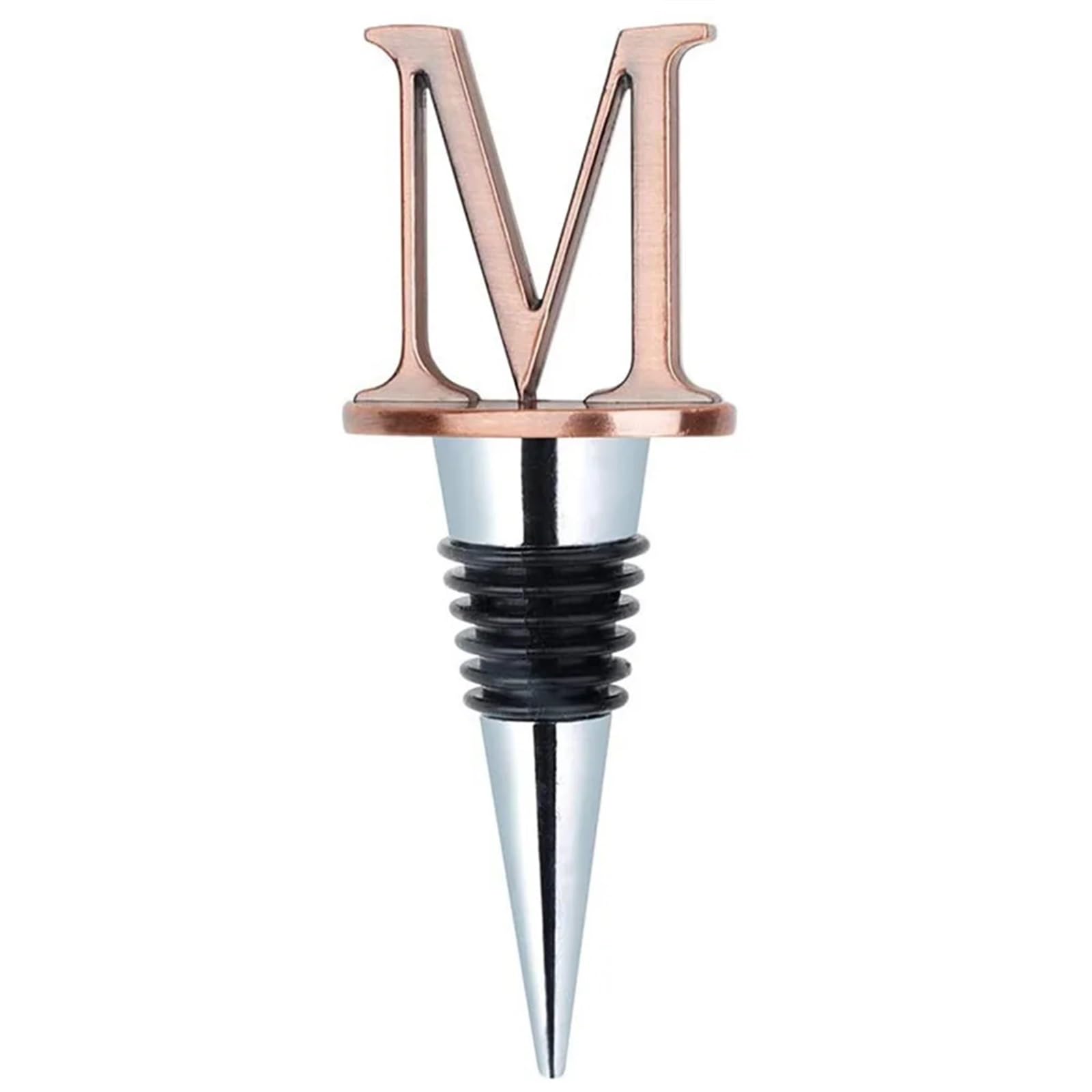 XUCZHAI Reusable Wine Bottle Stoppers Stainless Steel Letter Beverage Silicone Material Decorative Wine Stoppers Funny Gift For Wine Champagne(M)