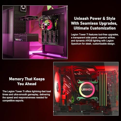 Image of Lenovo Legion T7i 5090 Gaming Tower Desktop, Intel Core Ultra 9 285K, GeForce RTX 5090, 64GB DDR5, 4TB SSD, Liquid Cooling, 3X DP, HDMI, Wi-Fi 6, Windows 11 Pro, Black