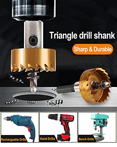 Image of ZIBUYU� Hole Saw Drill Bit Set High Speed HSS Hole Drilling Tools for Metal Sheet Wood Piece Stainless Steel Metal Alloy Piece Plastic 16mm /18mm /20mm /25mm /30mm (Gold) - 5 Pcs