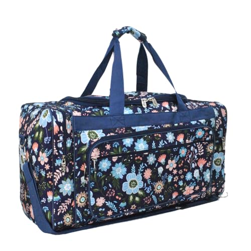 Image of NGIL Canvas 23" inch Duffle Bag (Pastel Floral-Navy)