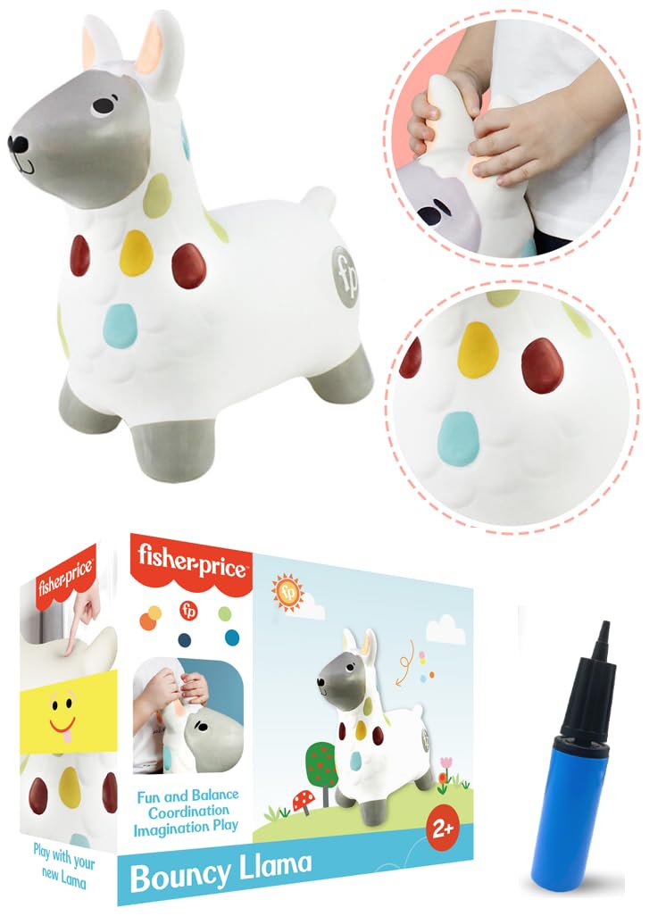 Fisher Price - Llama Saltaria Hinchable - con Agarre para Mayor Seguridad - Incluye hinchador (Deqube 920D00162)