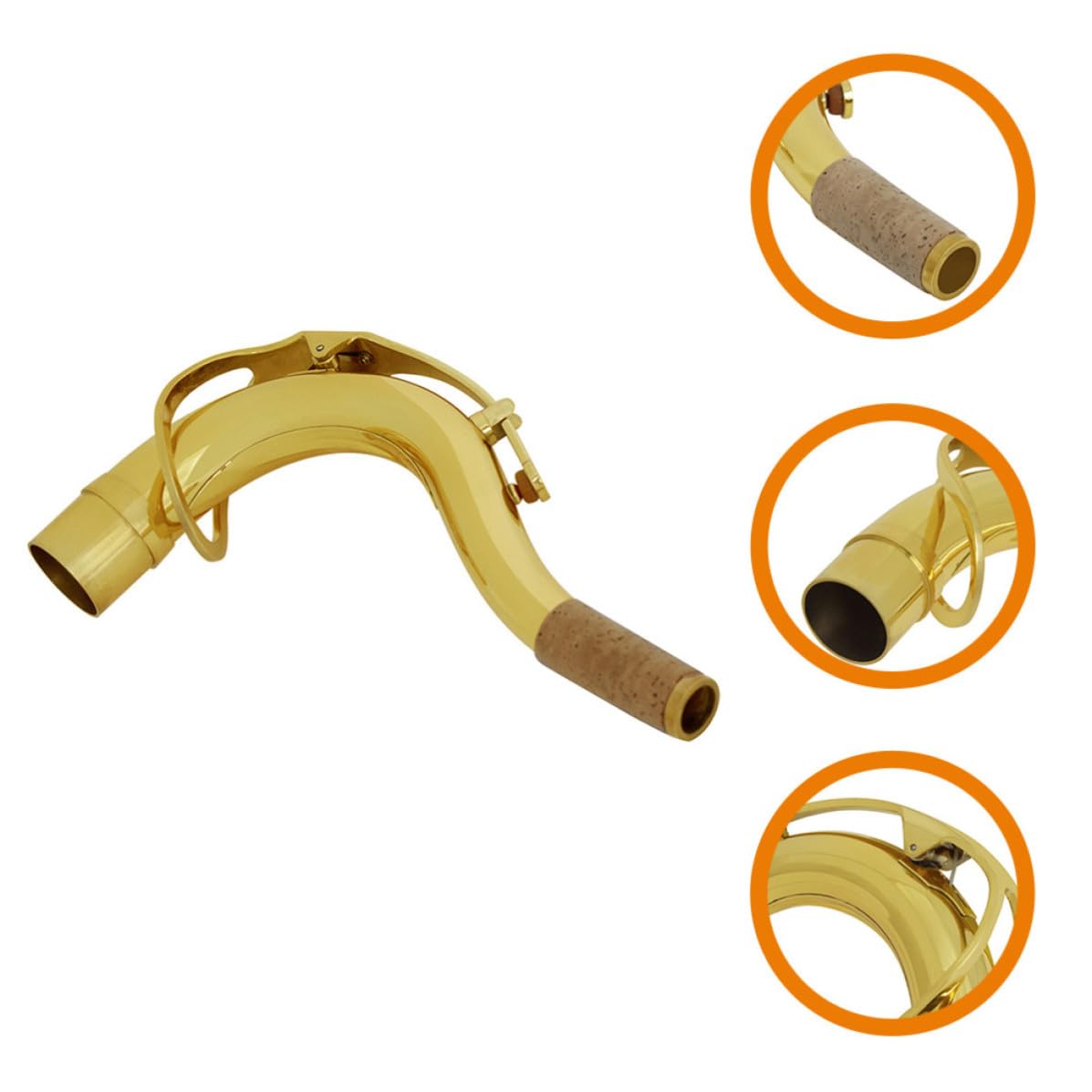 Tofficu Collo del Sassofono Tenore in Ottone Placcato Argento, Oro, 27,5mm, Parte di Ricambio per Sassofono Tenore, Ottimizza L'intonazione e Facilita le Note Alte