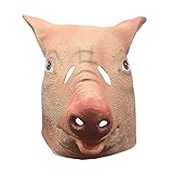 Wild Boar Head Mask Halloween Party Costume Wild Boar Full Face Masks Animal Latex Mask Cosplay Dress Up Costume Props (Brown)