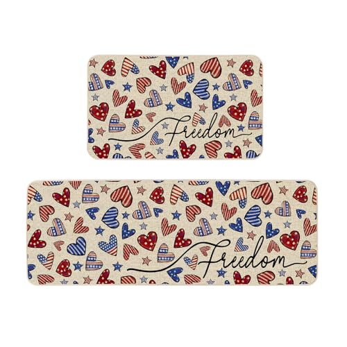Moutina Patriotic Heart Freedom 4th of July �L�b�`�����O 2���Z�b�g �Ɨ��L�O�� �������A���f�[ �z�[���f�R ���p ���[�v���t�@�C���L�b�`���}�b�g - 17x29 �� 17x47�C���`