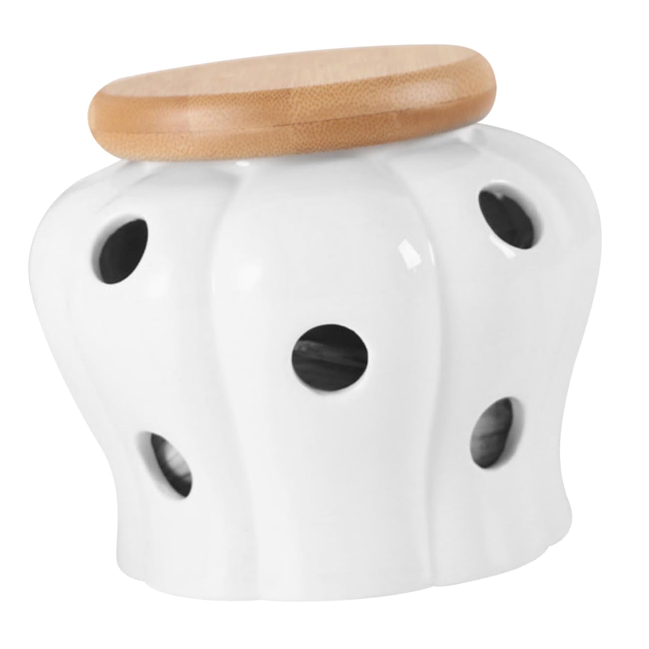 ULTECHNOVO Hollow Garlic Keeper Vented Ceramic Garlic Container for Kitchen Use Pumpkin Shaped Ginger Storage Jar Reusable and for Garlic Preservation and Dried Food