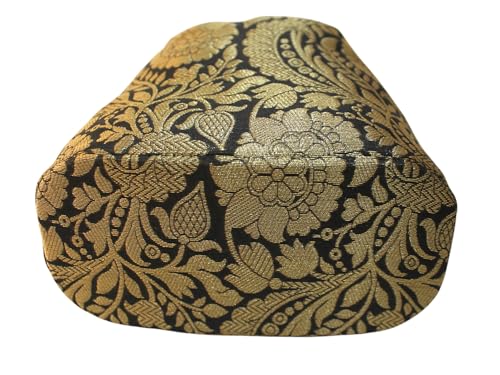 Image of MILAN'S CREATION Banarasi Silk Brocade Potli Bag Purse With Base Drawstring Women's handbag with Pearl Handle & Tassel Weddings