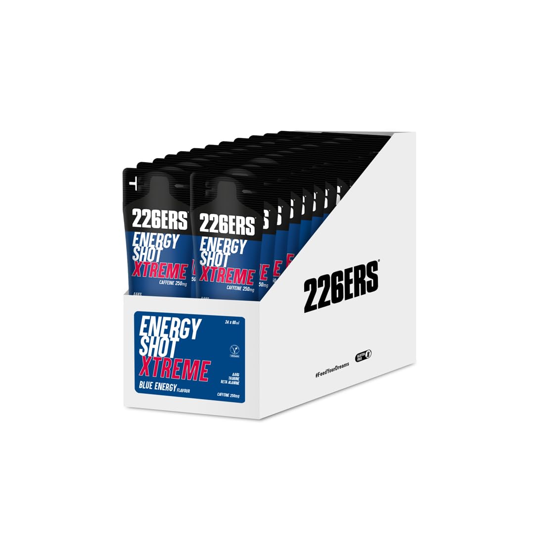 226ERS - Energy Shot Extreme Sabor Blue Energy 24uds x 60ml, Suplemento Alimenticio, con Beta Alanina, Taurina y Arginina, con Cafeína, para Activación Antes o Durante el Ejercicio