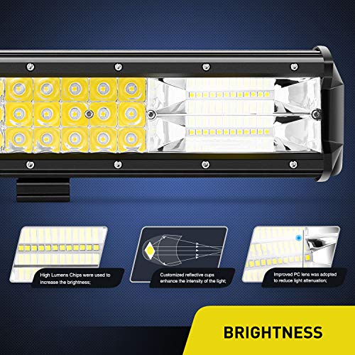Image of Nilight - 18003C-A 15Inch Triple Row Lights 216W 21600LM Flood Spot Combo Beam LED Light Bar Driving Boat Super Bright Led Off Road Trucks