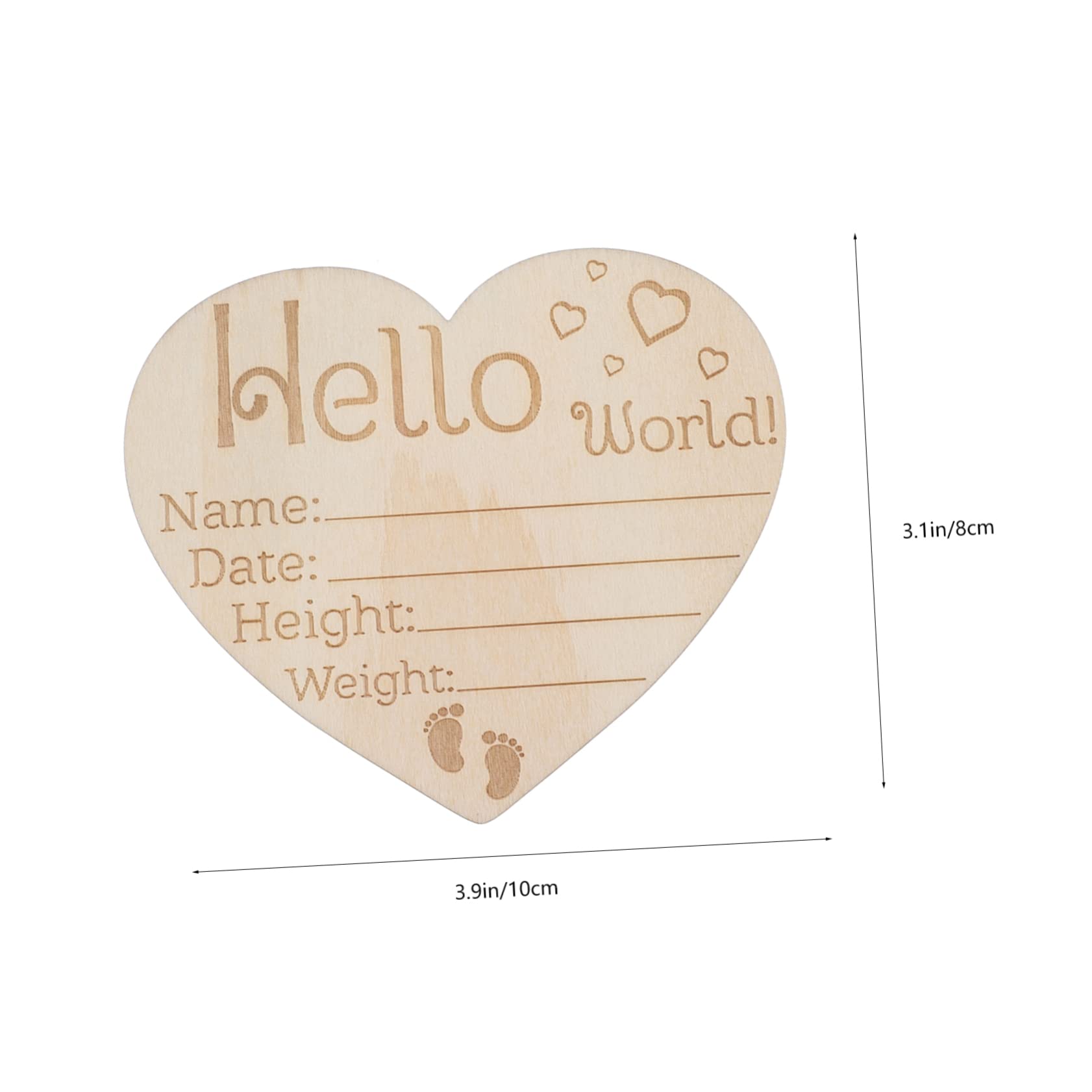 RORPOIR Wooden Baby Name Sign Set 3pcs Heart Shape Newborn Announcement Board Baby Shower Decor