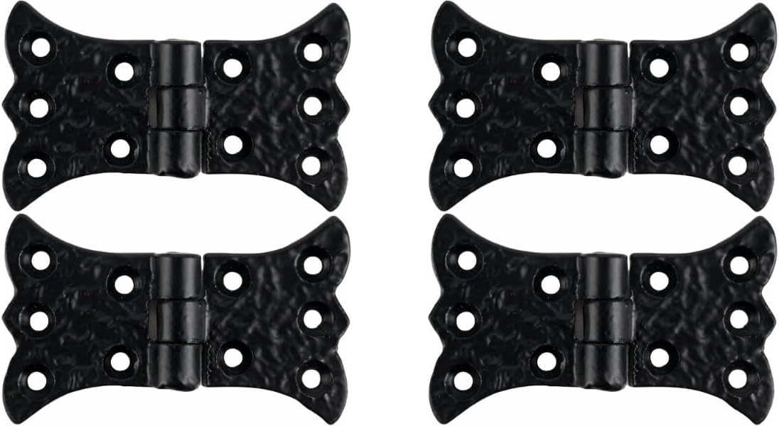 SKANDH Iron Butterfly Hinge | Decorative Hinges | Antique Black Finish for Barn Doors, Gates, Kitchen Cabinets, Sheds, Wooden Box, Furniture, Cedar Chest and Trunks (Pack of 4)