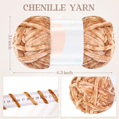 Image of Xinnun 12 Skeins 1116 Yards Chenille Velvet Soft Thick Plush Yarn Bulk for Crocheting Knitting Blanket DIY Weaving Craft, 6mm, 3.5 Oz /Skein(Retro Color)