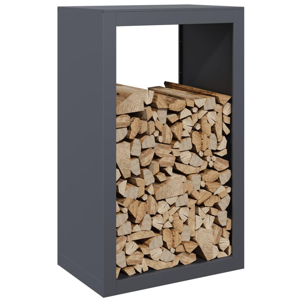 Griglia per legna da ardere 60 x 40 x 100 cm in acciaio antracite | Acciaio resistente, ampio stoccaggio, design rialzato per la circolazione dell'aria, adatto per camini e stufe a legna