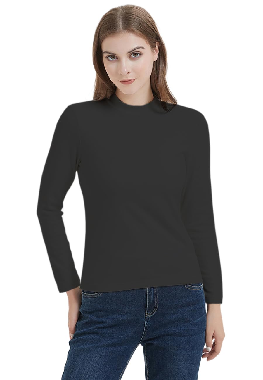 FlenwgoHeat Womens Ultra Soft Thermal Lightweight Baselayer Mock Neck Long Sleeve Underwear Top