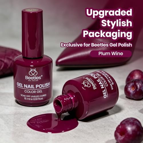 Image of beetles Burgundy Gel Polish, Plum Wine, 15ml Purple Shade Color Gel