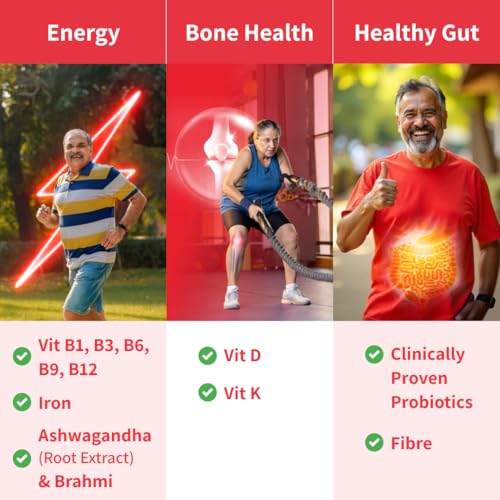 Image of Good Monk Healthy 50+ Multivitamin for Senior Men & Women | For Energy, Bone & Gut Health | With Probiotics, Fibre, Ashwagandha, Vit. B12, C, D, Iron, Zinc | Add To Food - No Taste Change | 30 Sachets