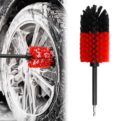 XZMCAT Cepillo de Limpieza para Coche, 1/4” Cepillo Llantas, Cepillos Suaves y Densos para Llantas y Ruedas, Compatible con Taladro, Ideal para Limpiar Ruedas, Moto, Motor, Escape, Bicicleta y Hogar