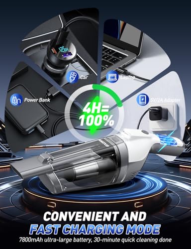Image of Handheld Vacuum Cordless, 15000PA Powerful Suction Hand Held Vacuum Cleaner, Car Vacuum Portable Cordless with Large-Capacity Dust Bin & LED Light, High Power Hand Vacuum for Home, Car, Office, Pet