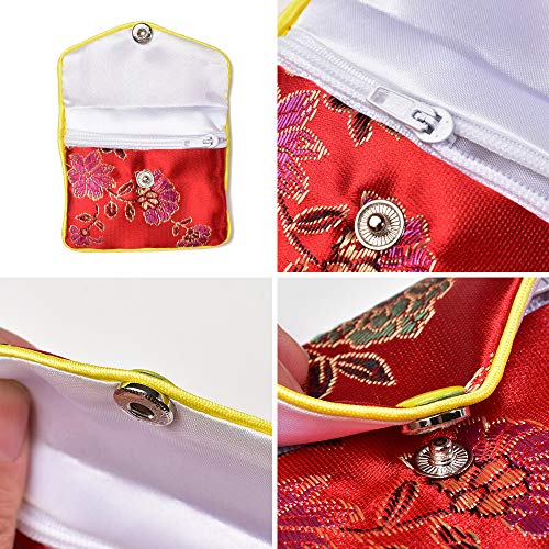 Viociwuo Jewelry Silk Purse Pouch Gift Bags Chinese Silk Style Brocade Embroidered Bags For Women Girls 5 Colors, 20Pcs #TOP3