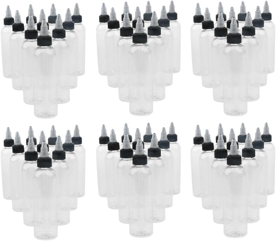 60Pcs Clear Plastic Squeeze Bottles with Nozzle Design & Snap Top - Perfect for Sauces, Oils, Paint, Ink, and More - Portable 4oz Bottles for Kitchen, DIY Crafts, 16 x 3.8cm