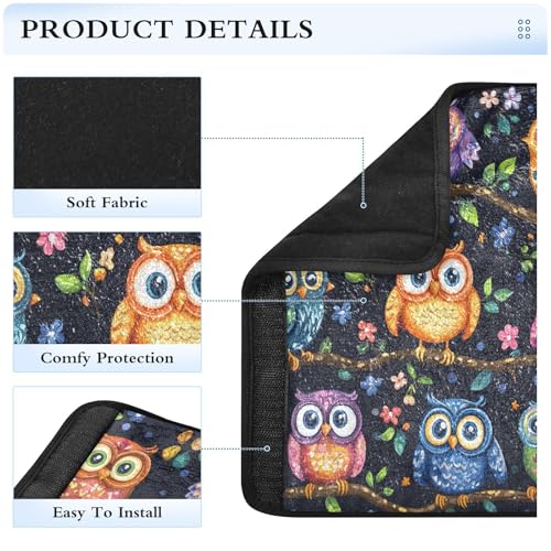 Image of Vibrant Owls Branches Flowers Spring Seat Belt Cover Pad 2 Pcs Soft Cute Seatbelt Covers Protector Support Head Neck Shoulder Strap for Car Seats High Chair Backpack for Adults Kids Women Men 1