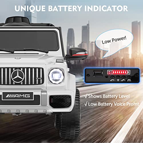 Anpabo Licensed Mercedes-Benz G63 Car For Kids, 12V Ride On Car W/Parent Remote Control, Low Battery Voice Prompt, Led Headlight, Music Player & Horn, Soft Start, Kids Electric Vehicle, White #TOP3
