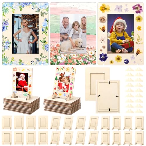 Geelin 50 Pack DIY Wooden Picture Frames for Crafts for