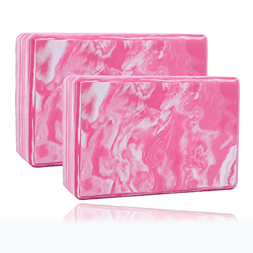 Risefit 2 Packs High Density EVA Foam Printed Yoga Block to Support and Deepen Asana, Improve Strength, Balance and Flexibility, Exercise Bolster Perfect Yoga Prop