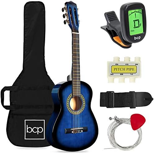 Best Choice Products 30in Kids Acoustic Guitar Beginner Starter Kit with Electric Tuner, Strap, Case, Strings - Blueburst