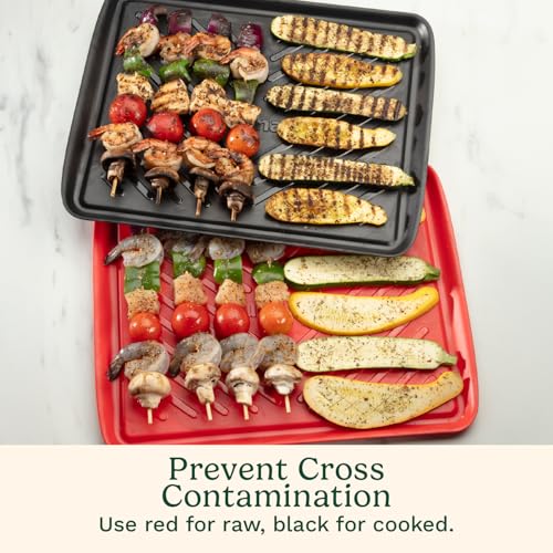 Image of Cuisinart CPK-210 Grilling Prep and Serve Trays, Black and Red Large 18 inch x 14.5 inch (Pack of 6)