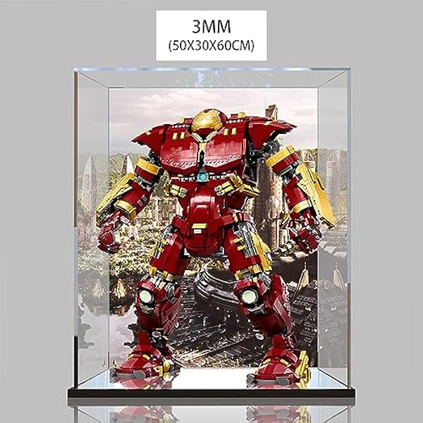 Akryldisplaybox för Lego 76210 anti-hulk rustning dammtätt skydd display fodral kompatibelt med Lego 76210 (endast displaybox, modell ingår inte) (3 mm bakgrund)