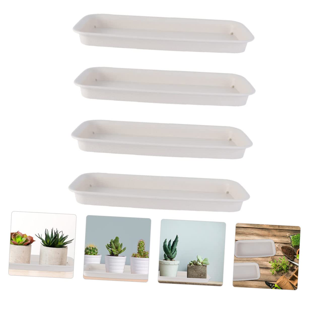 Yardwe 4piezas Bandejas para Agua De Macetas Plato De Jardinería Rectangular Duradero y Reutilizable