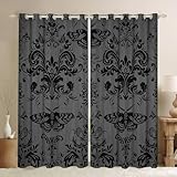 Photo Gallery homewish tende oscuranti per camera da letto, tende per finestre damascate nere e grigie, set da 2 pannelli, 117 x 137 cm, decorazione barocca, stile gotico, bohémien, vintage, floreale Photo Gallery homewish tende oscuranti per camera da letto, tende per finestre damascate nere e grigie, set da 2 pannelli, 117 x 137 cm, decorazione barocca, stile gotico, bohémien, vintage, floreale