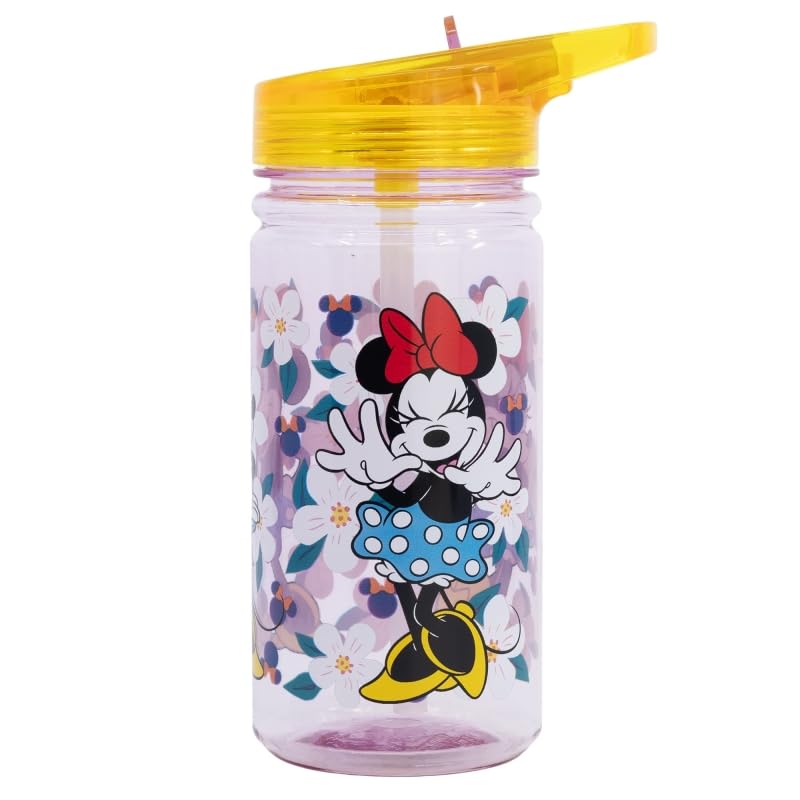 Minnie Characters Reusable Small Ecozen Durable Plastic Bottle with Built in Handle for Easy Carry BPA Free 475ml School Lunch Kids Childrens (Minnie)