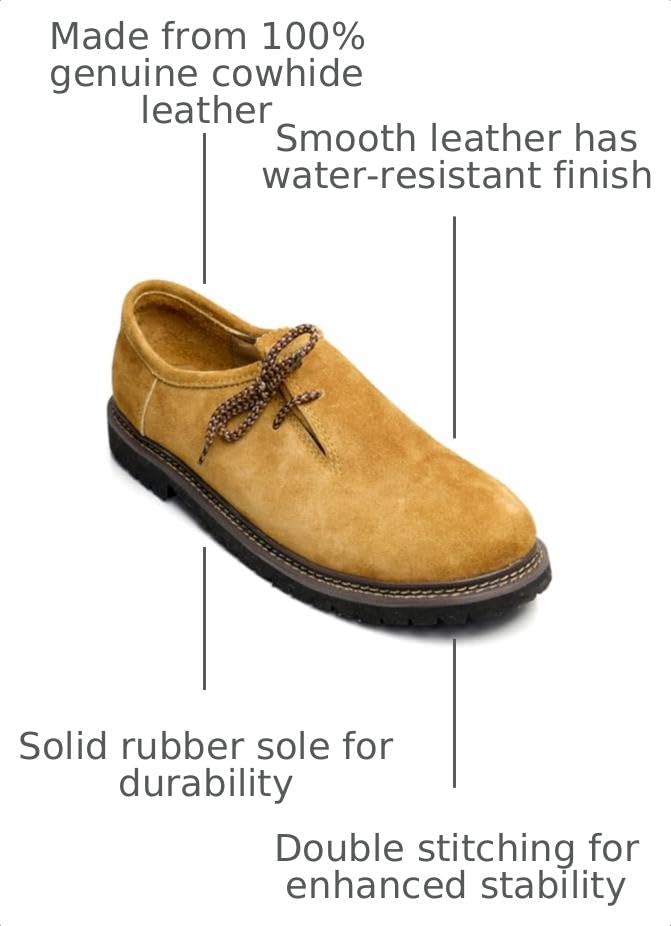 Image of STEIGENHOFER Men's Lederhosen Shoes for Authentic Oktoberfest Costume - Bavarian Haferlschuhe for Men - Traditional German Leather Shoes with Side Lacing - Trachten Footwear - Multiple Colors & Sizes