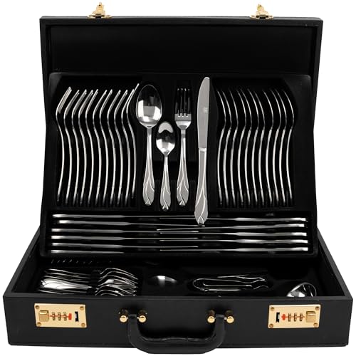 KARL HAUSMANN Besteck Set 12 personen - 72-teilig - Essbesteck Spülmaschinenfest Rostfrei - BesteckSet aus Edelstahl - Koffer - Cutlery set 12 People - Silverware Set - Bestecksets KARL HAUSMANN Besteck Set 12 personen - 72-teilig - Essbesteck Spülmaschinenfest Rostfrei - BesteckSet aus Edelstahl - Koffer - Cutlery set 12 People - Silverware Set - Bestecksets