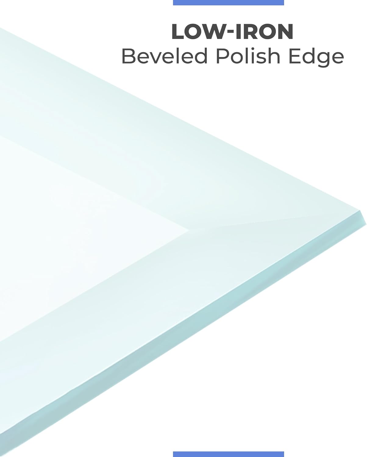 36 x 36 Inch Square Ultra Clear Tempered Glass Table Top - Low Iron 1/2 Inch Thick with Beveled Edge - Scratch Resistant Replacement for Dining End Patio Tables and Furniture Protector