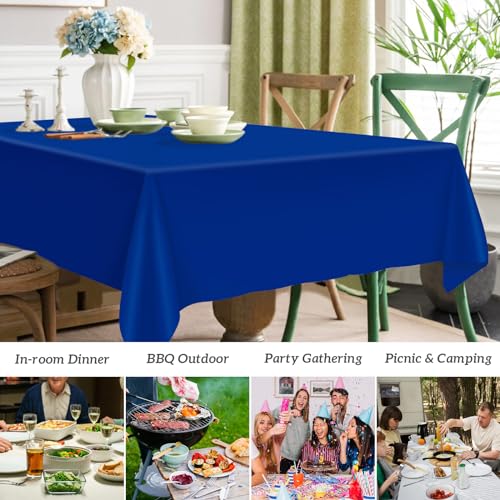 Image of Mulbozy 12 Pcs Royal Blue Plastic Tablecloth for Rectangle Table, 54 x 108 inches Disposable Royal Blue Party Table Covers for Birthday, Anniversary, Wedding, Fine Dining, Graduation Party Decoration