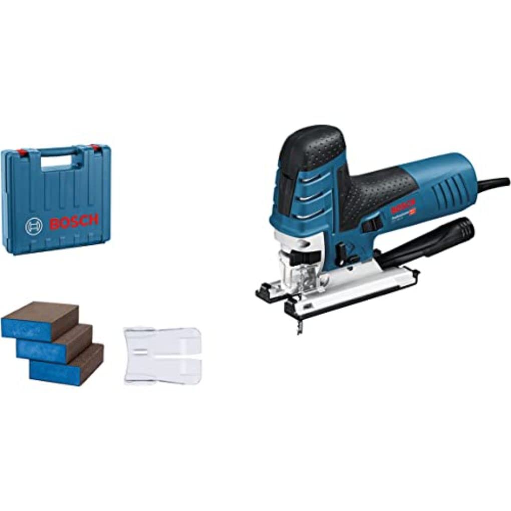 Bosch Professional: wyrzynarka GST 150 BCE (780 W, prędkość skokowa bez obciążenia: 500 – 3 100 min–1, walizka) & Bosch Accessories Toughbox Basic Brzeszczot, Szary, 30 Elementów