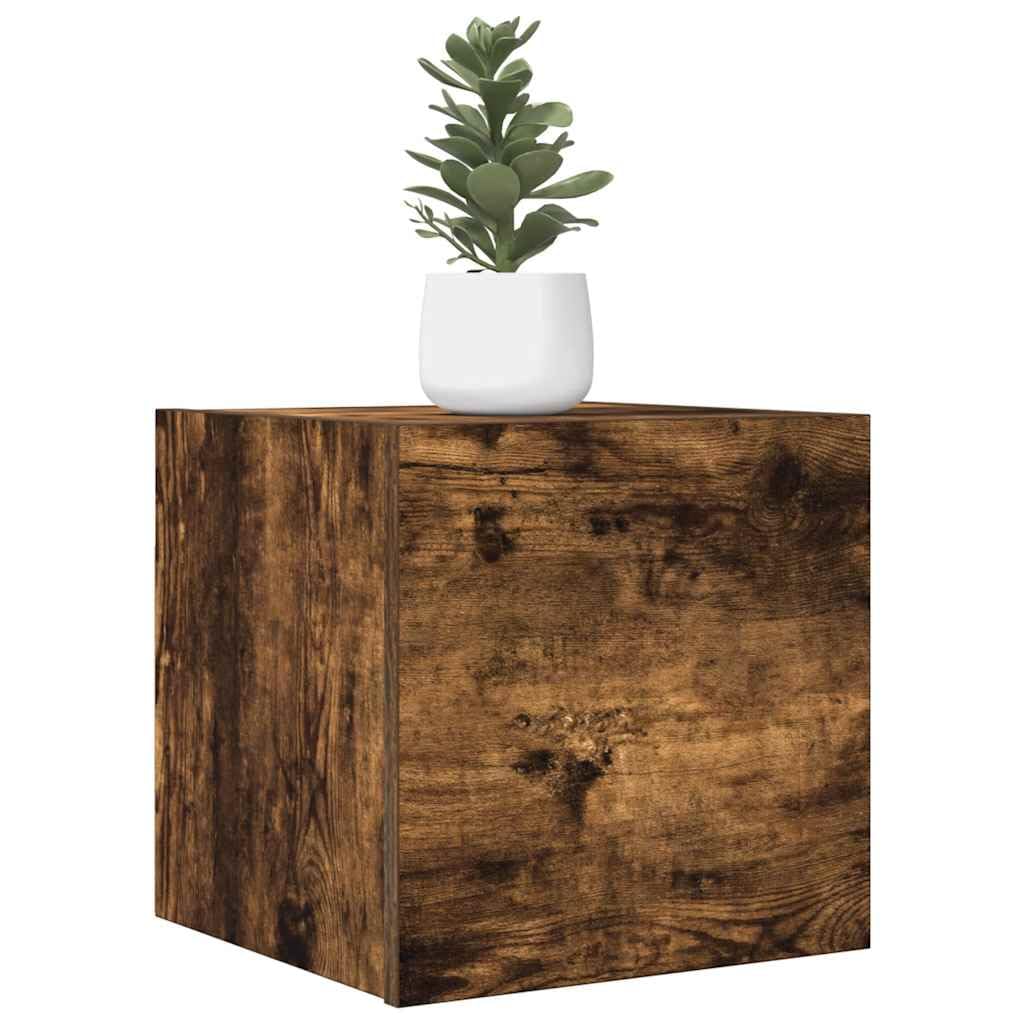 Mobile da parete per TV in legno di rovere affumicato, 30,5 x 30 x 30 cm, mobile sospeso, moderno, per soggiorno e multimediale