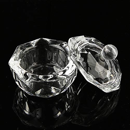 Mollensiuer 2Pcs Clear Nail Art Acrylic Liquid Powder Dappen Dish Bowl Glass Crystal Cup Glassware With Lid For Nail Art Manicure Care Tools #TOP1