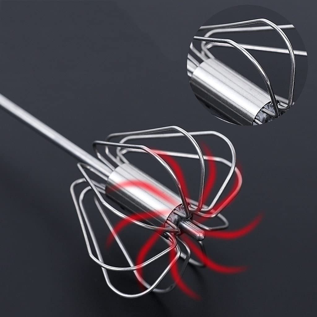 Küchen-Schneebesen Edelstahl Whisk Set 2 STÜCKE, 10 "/ 12" halbautomatische Handhold-Push-Typ Ei-Schläger Küche WISK zum Kochen Mischen, um das Schlagen zu schießen und zu rühren Schneebesen zum Koche