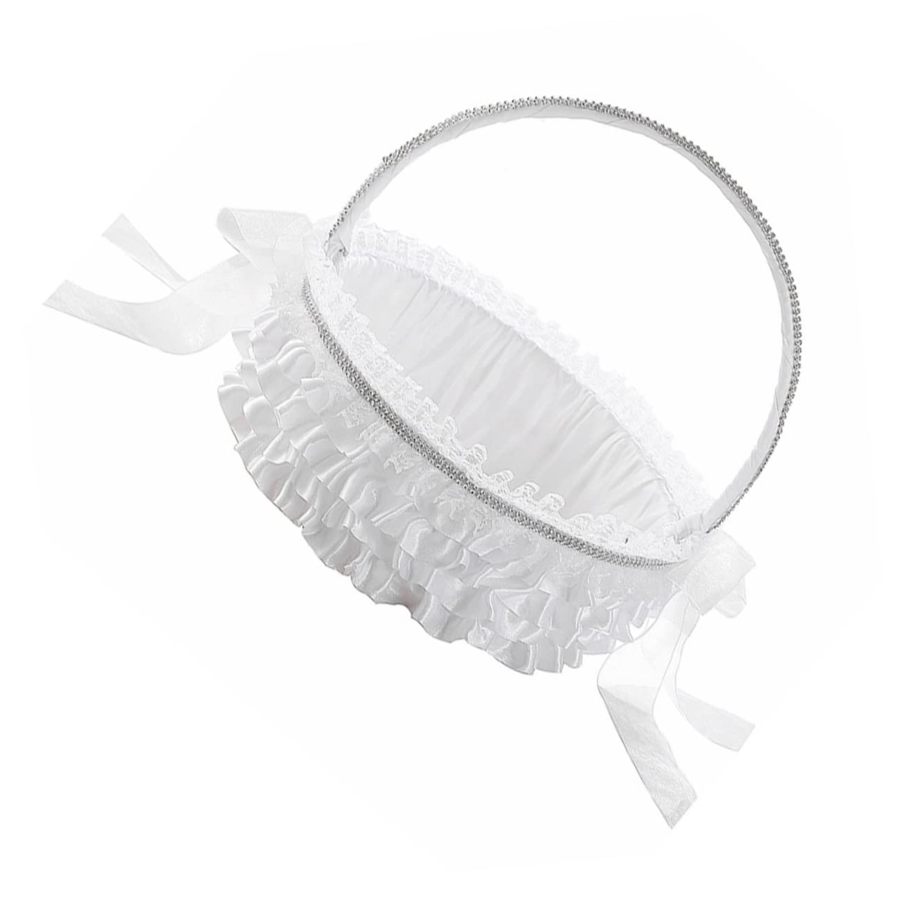 GLEAVI Blumenkorb Spitze Hochzeit Tragbarer für Verlobungsfeier Stilvolles Hochzeits Blumenmädchenkorb aus Weißer Leichter als Gastgeschenk
