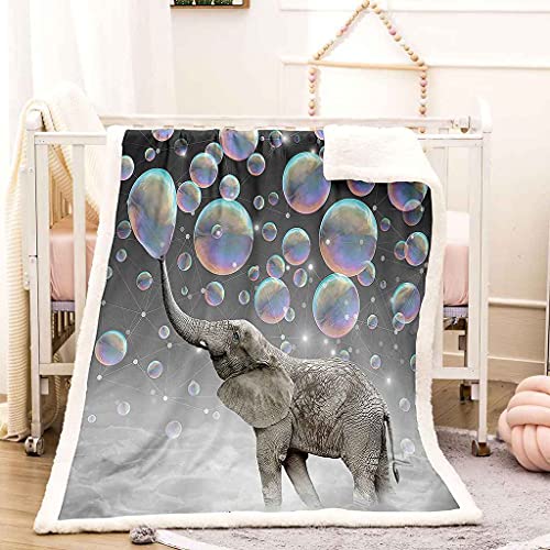 Couverture polaire éléphant en flanelle microfibres 150x200cm pour lit et canapé