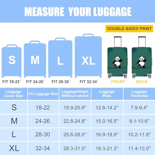 Image of Asian Panda Luggage Cover - Cute Bear Print Suitcase Protector, Perfect Travel Gift for Panda Lovers Visiting China, Fits 28 inch-30Suitcase,L